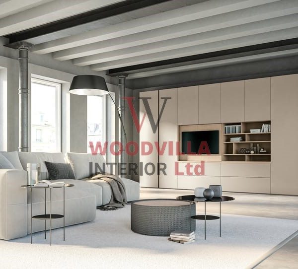 Vista Built-In Wall System with Integrated TV Cabinet & Bookshelf