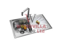 Single-Bowl Stainless Steel Sink with Integrated Drainboard